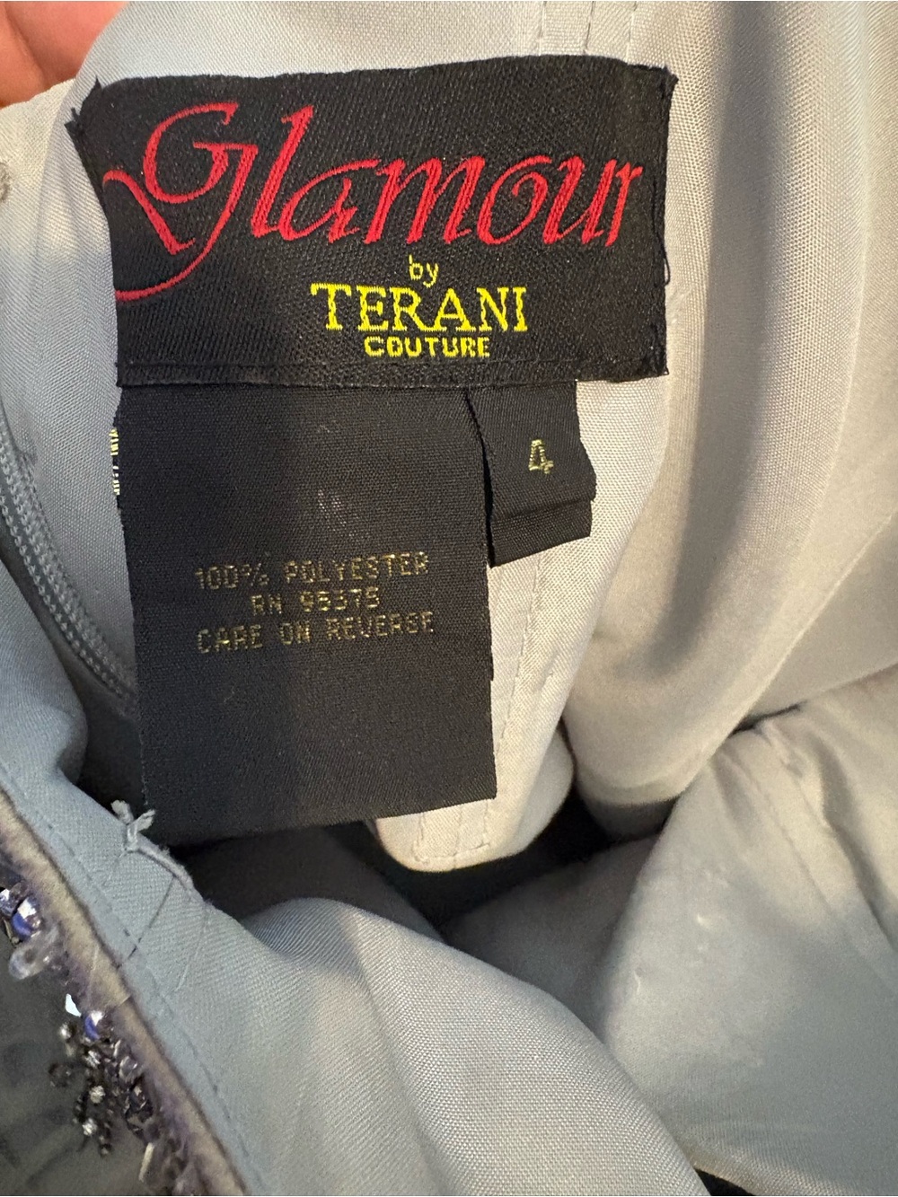 Terani Couture Silver Embellished Tulle Party Dress - Picture 7 of 7